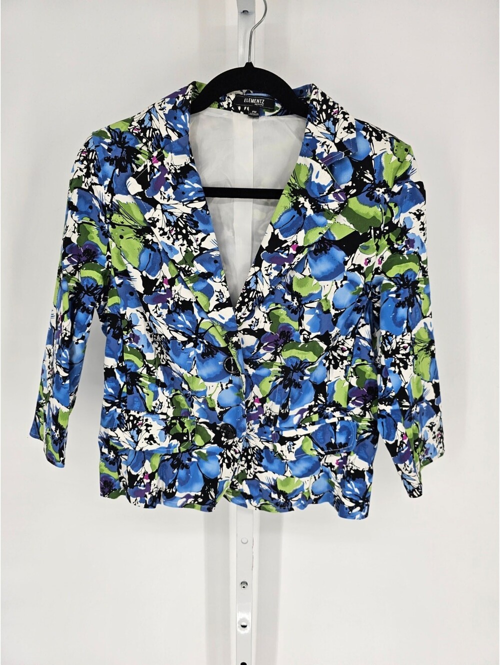 Elementz Multicolored Floral Vintage Two-Button Blazer Size Petite M